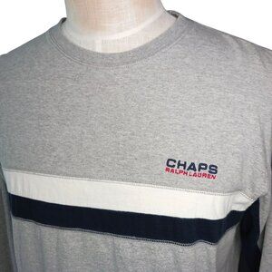 CHAPS Ralph Lauren T-Shirt Mens Sz M Gray Colorblock Pullover Preppy Made in USA